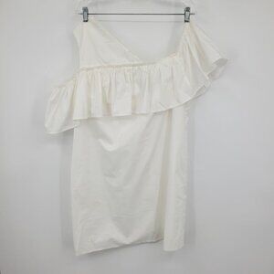 NWT Asos White One Shoulder Ruffle Asymmetrical Sheath Mini Dress Size 14